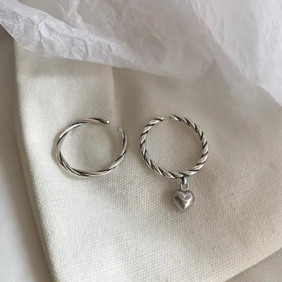 Dangle heart ring , heart ring, silver ring , sterling silver ring, twisted ring - Picture 5 of 7